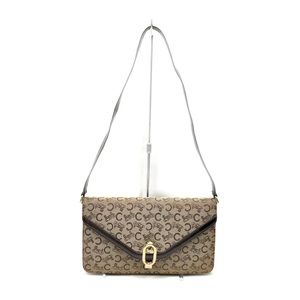 CELINE Shoulder Clutch Brown Canvas